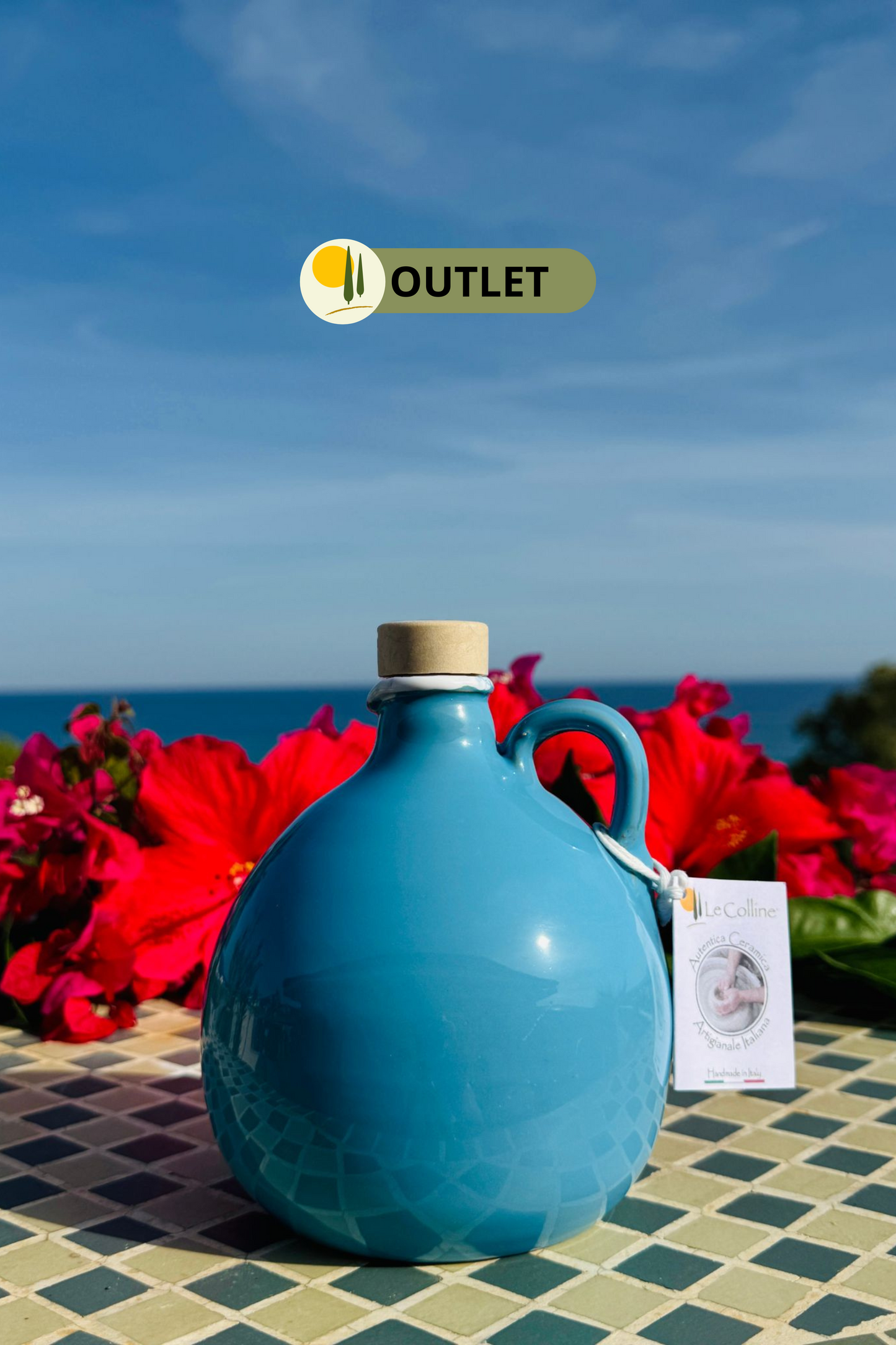 Elegant ceramic carafe Limited Edition handmade in Italy "Bombata" approx. 0.5 L