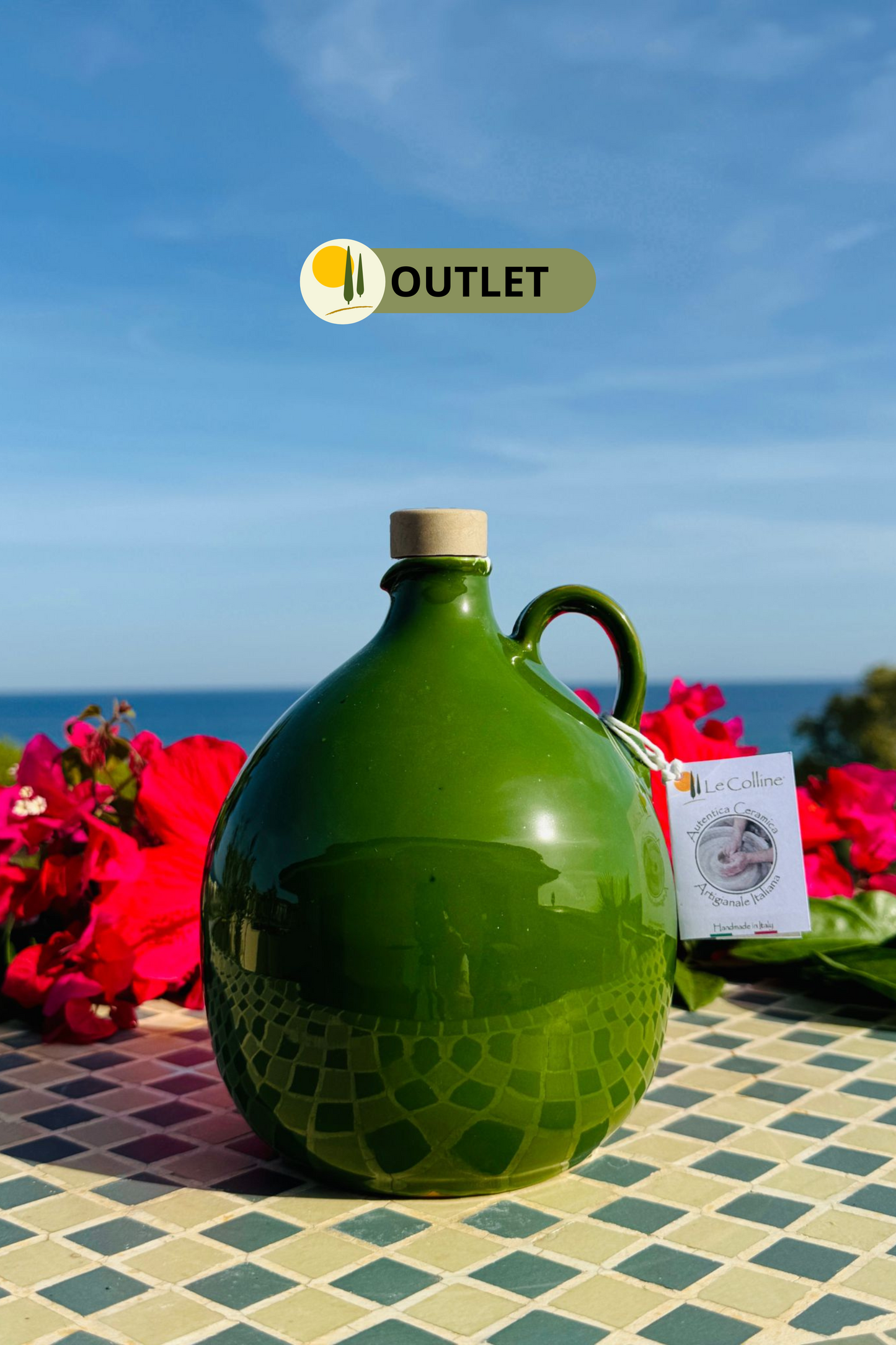 Elegant ceramic carafe Limited Edition handmade in Italy "Bombata" approx. 1L