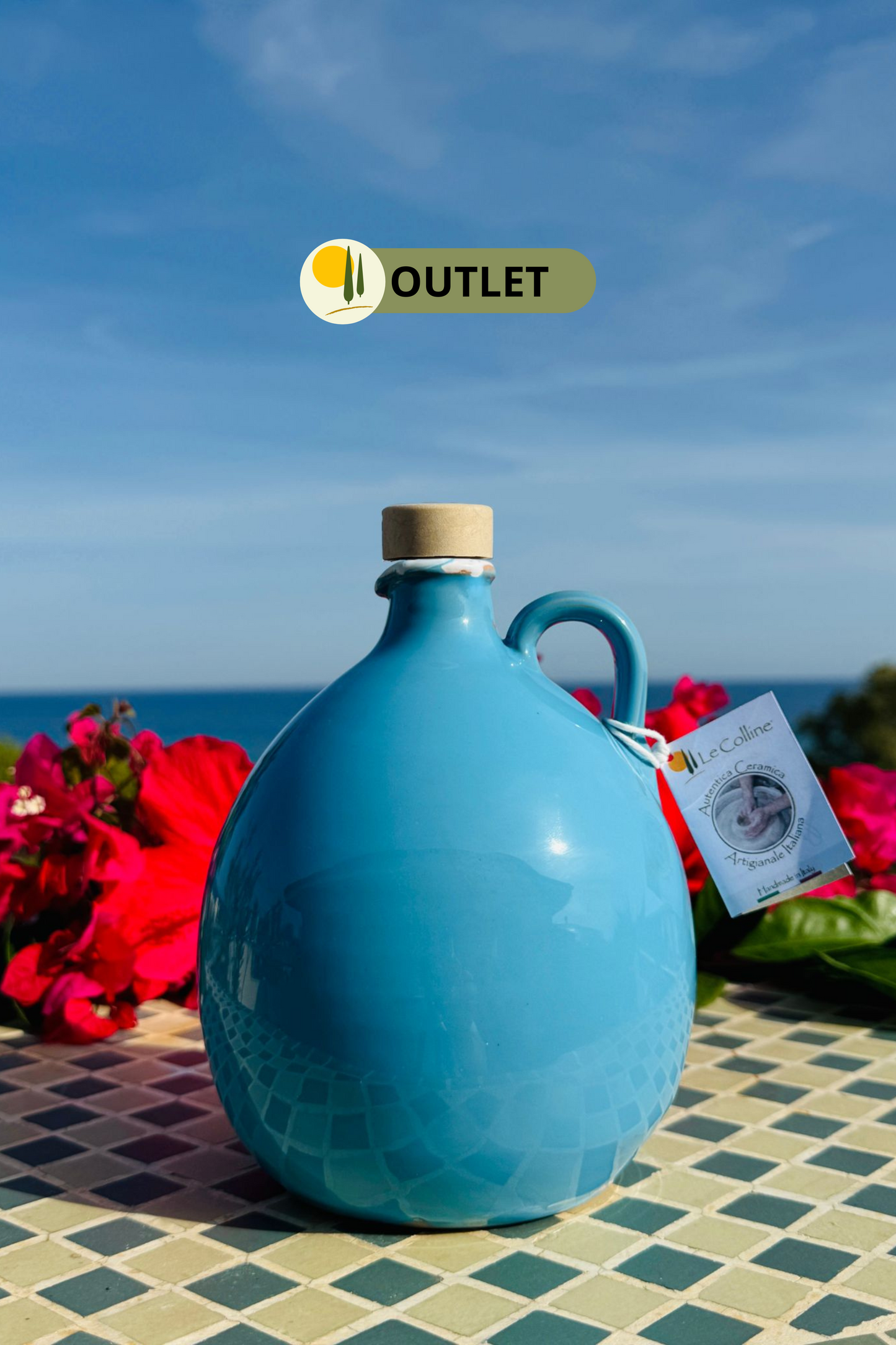 Elegant ceramic carafe Limited Edition handmade in Italy "Bombata" approx. 1L