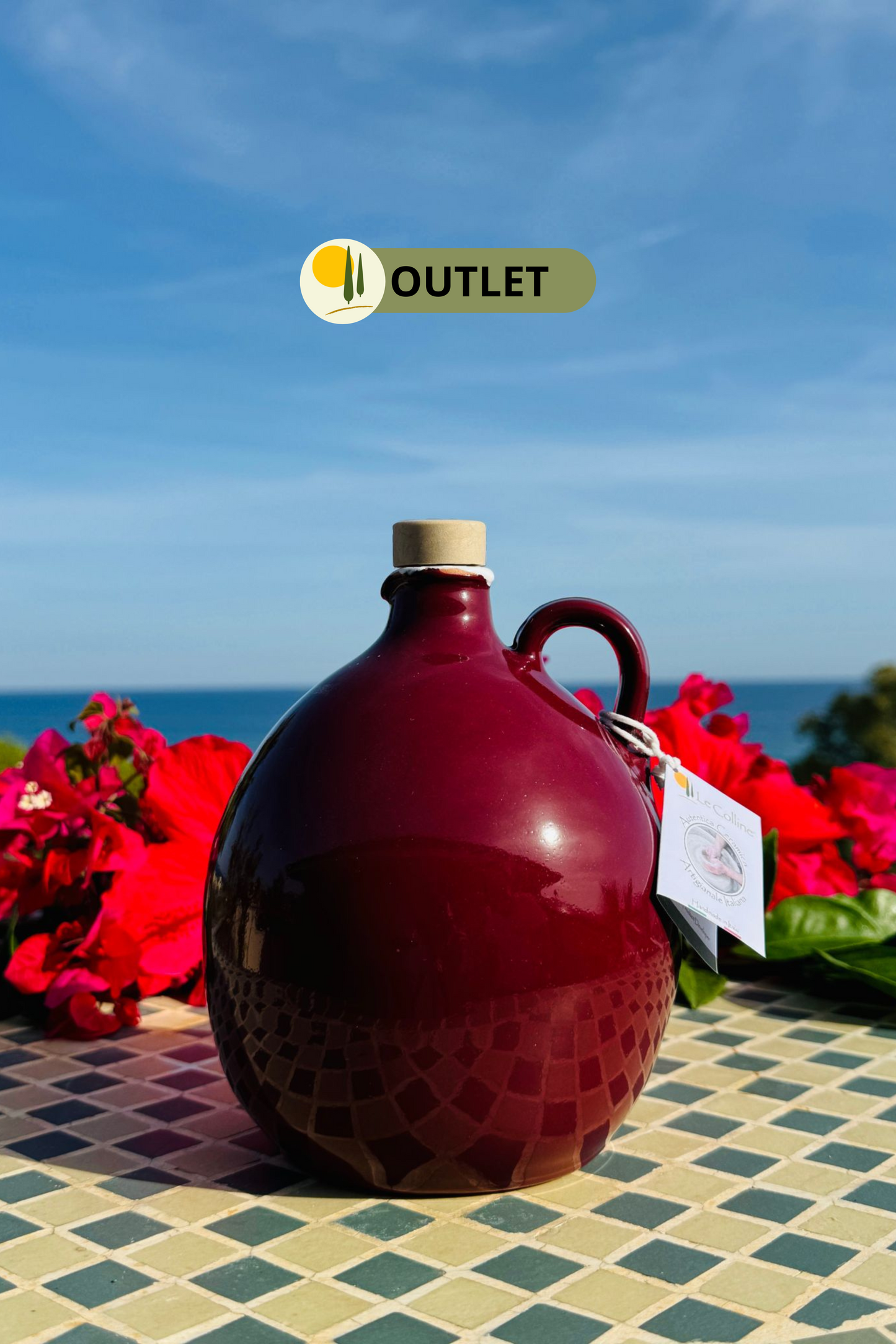 Elegant ceramic carafe Limited Edition handmade in Italy "Bombata" approx. 1L