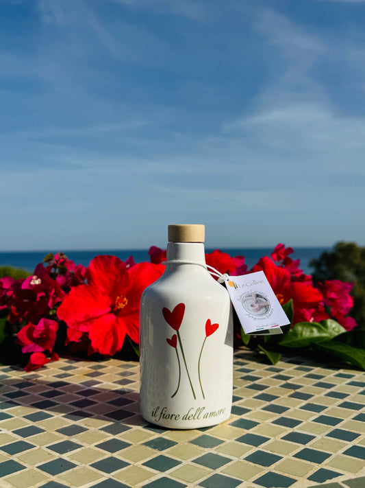 Oliera in ceramica, dispenser per olio da 250 ml per olio d'oliva e aceto, realizzata a mano in Italia