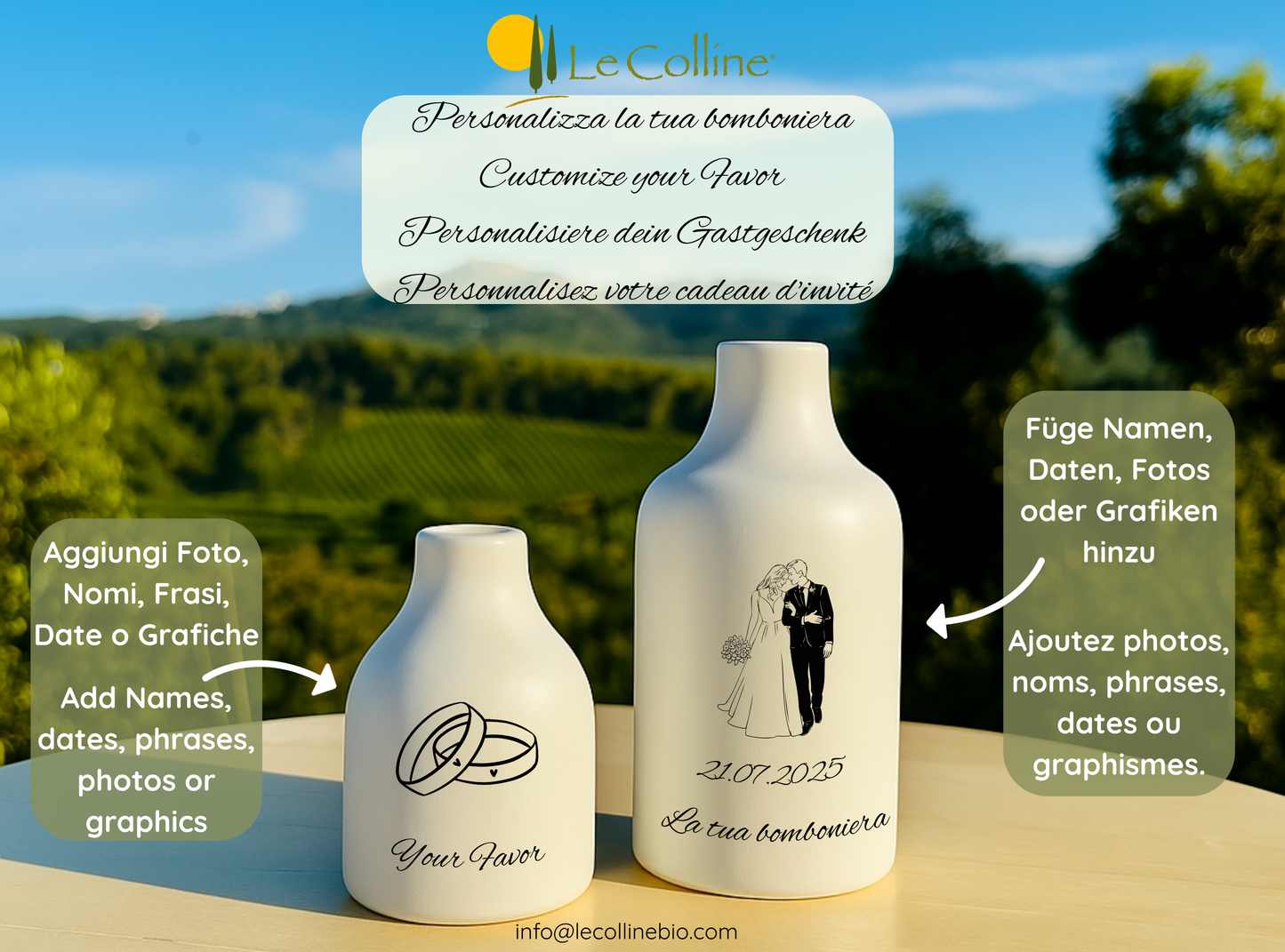 Personalisierbare Gastgeschenke Hochzeit kleine Ölflasche Ölspender
