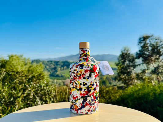 Oliera bottiglia olio bottiglia ceramica "Arlecchino" dispenser olio per olio d'oliva e aceto fatto a mano in Italia