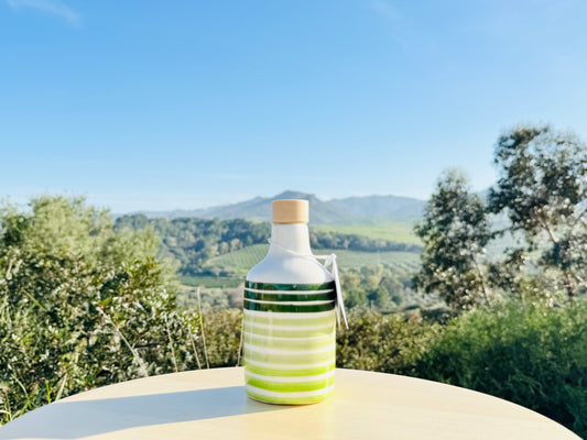 Set olio d'oliva con bottiglia in ceramica - dispenser per olio con versatore