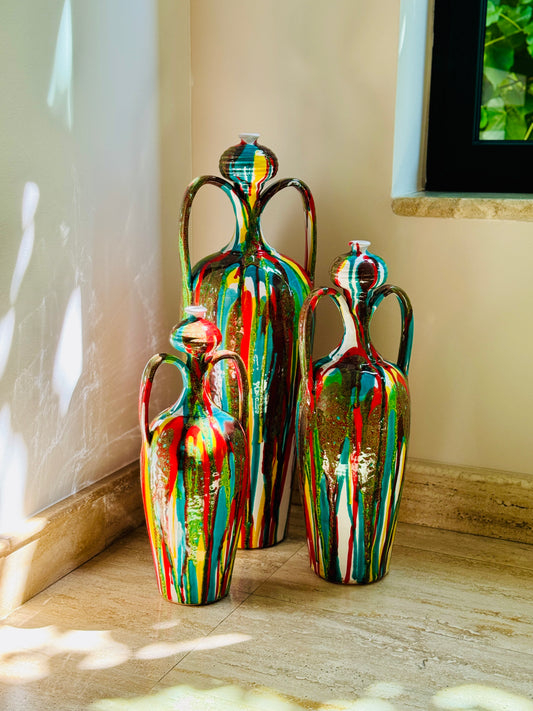 Anfora fatta a mano, vaso decorativo italiano