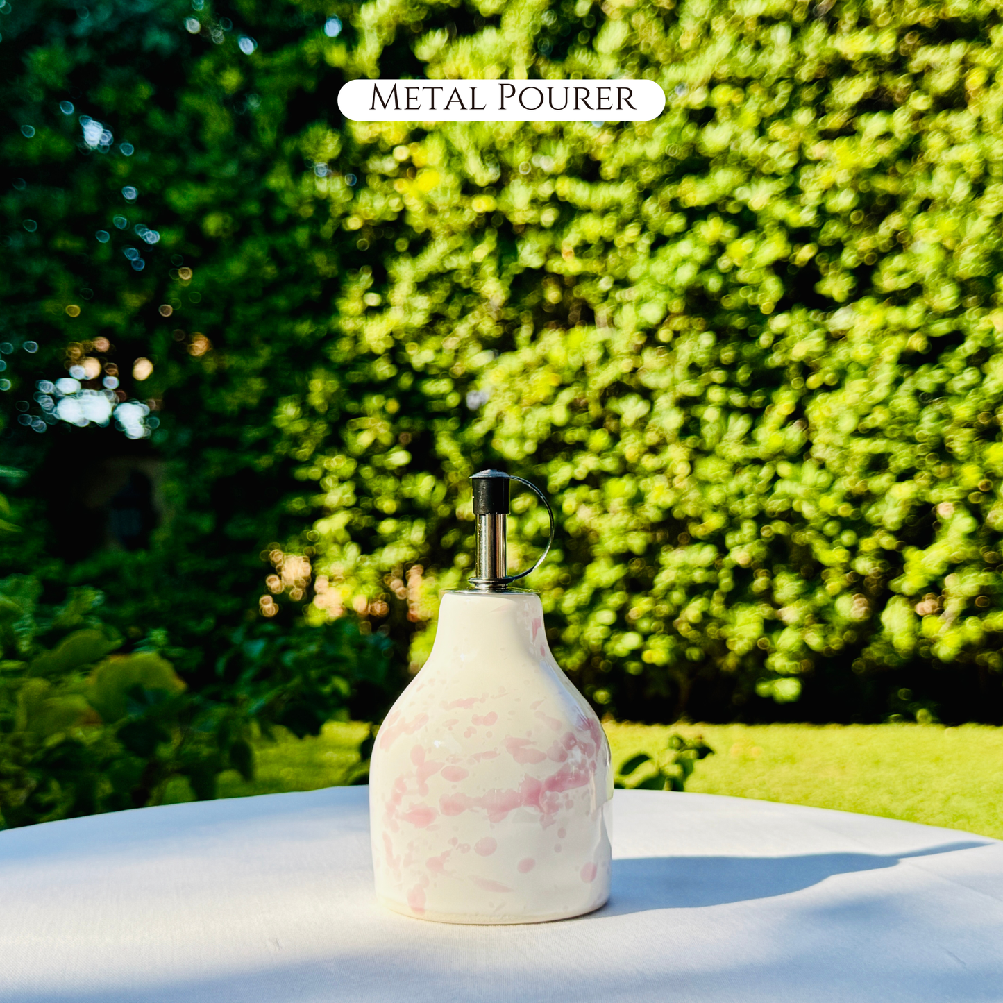 Keramikflasche Ölspender Ölflasche "Schizzata" Rosa 100 ml für Olivenöl handgemacht in Italien