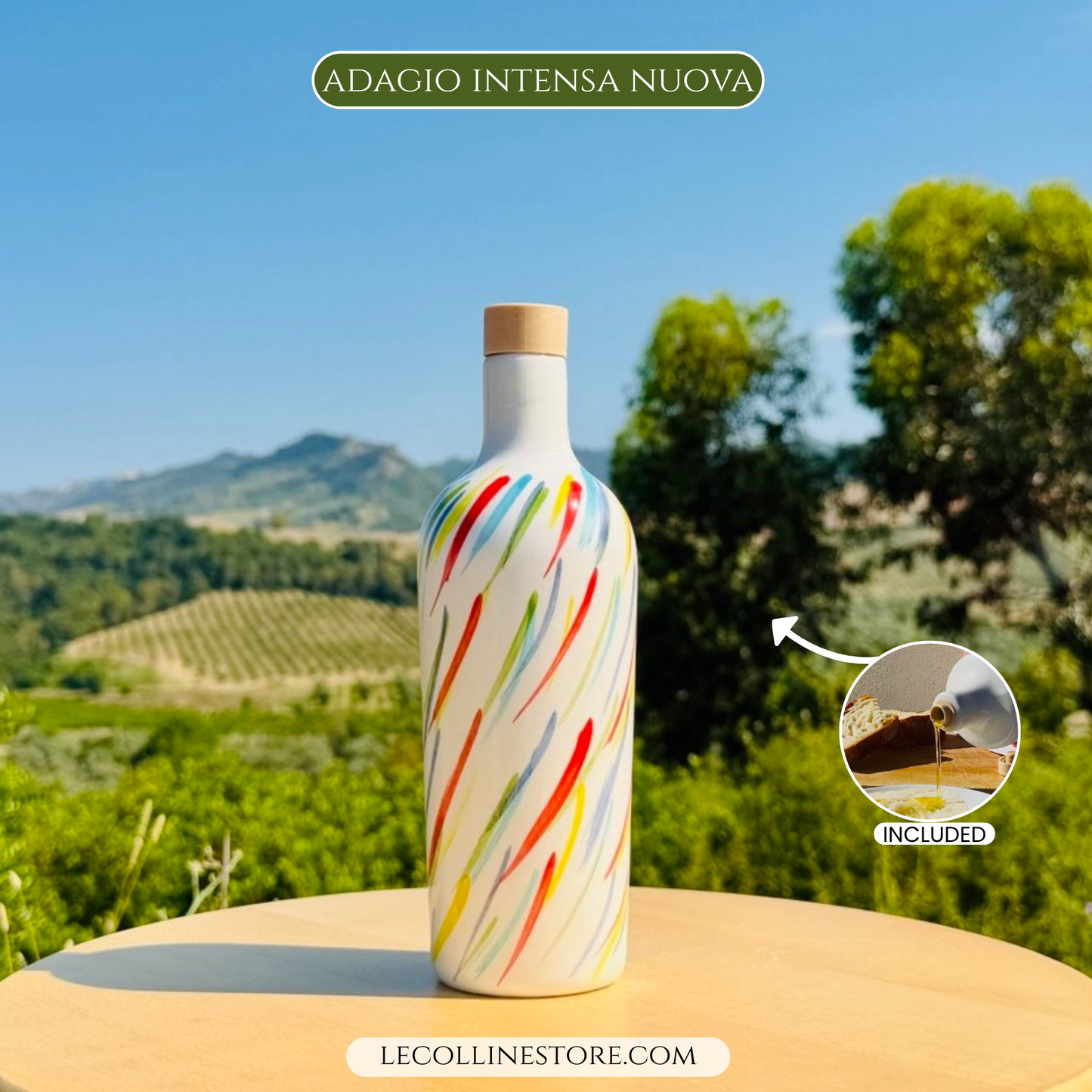 Elegante Keramikflasche Ölspender für Olivenöl handgemacht in Italien