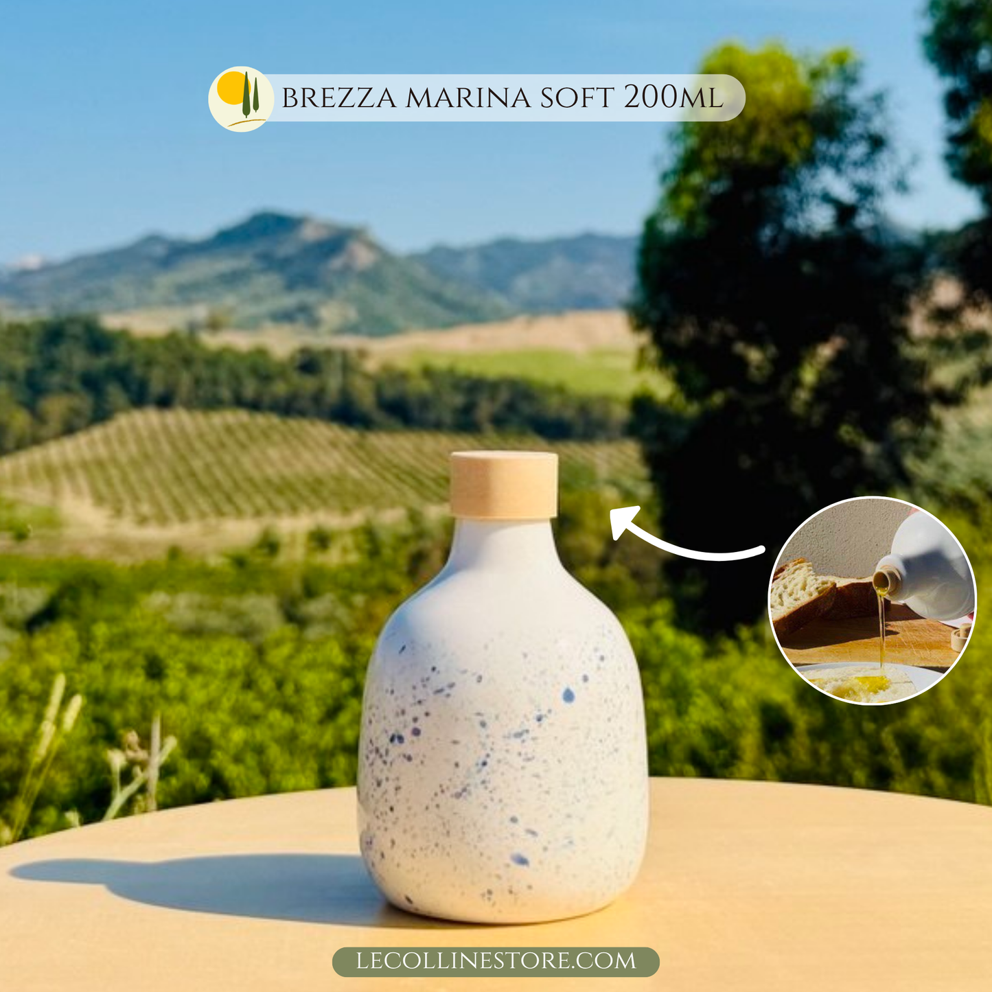Bunte Keramikflasche Ölspender für Olivenöl handgemacht in Italien 200ml