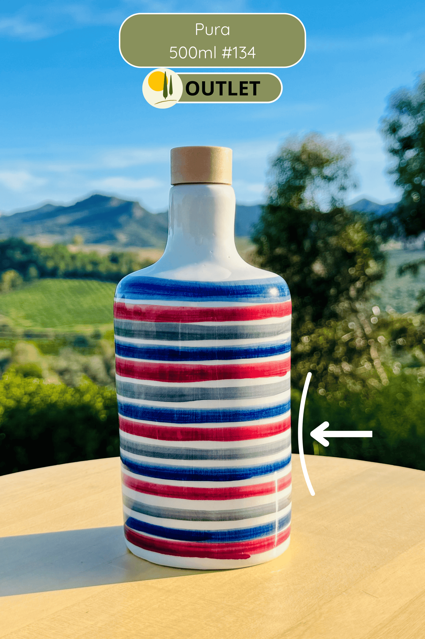 B-WARE Bottiglia per olio in ceramica "Pura Marittima" dispenser per olio d'oliva e aceto fatto a mano in Italia