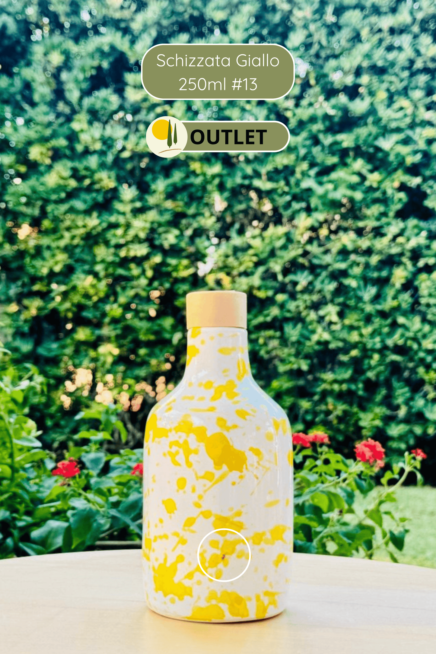 OUTLET B-Ware Keramikflasche Ölspender Ölflasche "Schizzata" 250 ml für Olivenöl handgemacht in Italien
