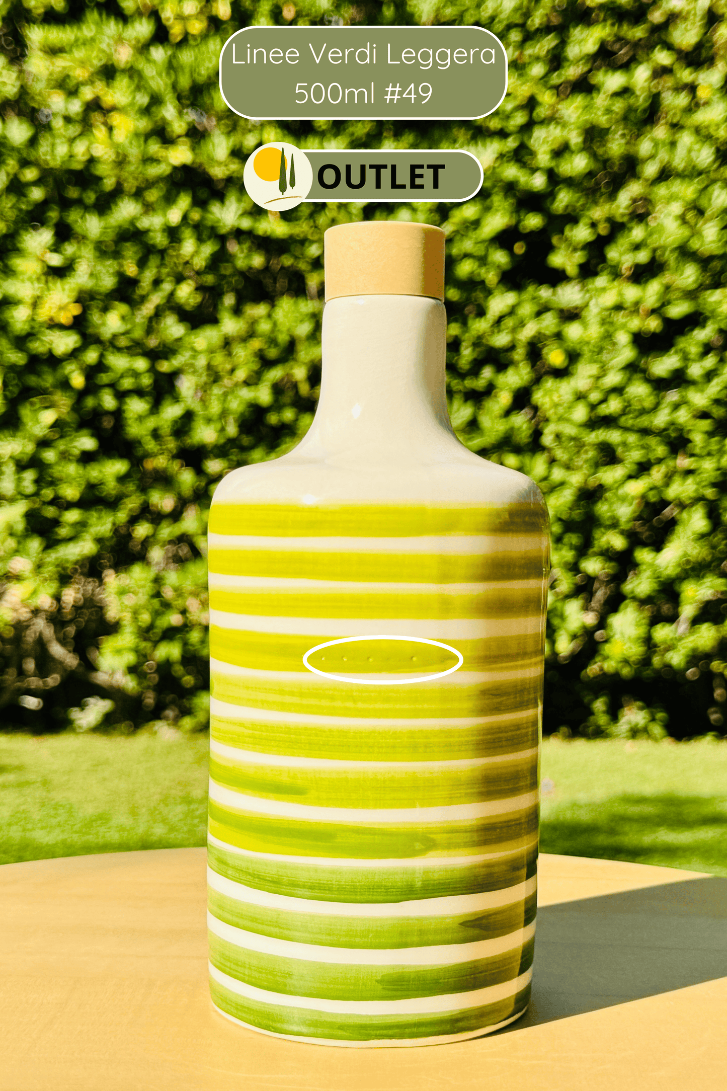 Ceramic bottle "Linee Verdi o Blu" for olive oil handmade in Italy