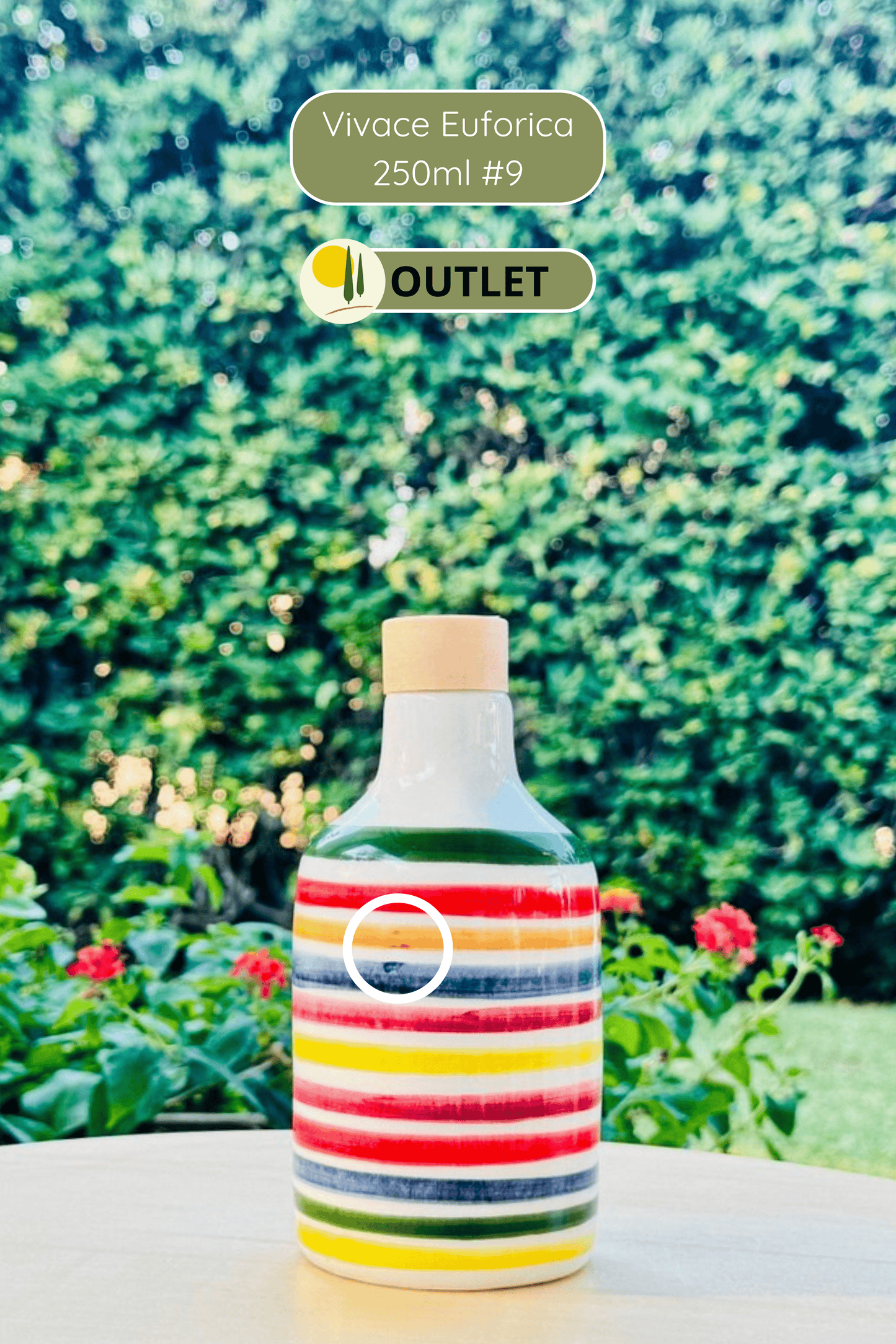 Colorful ceramic bottle oil dispenser "Vivace" for olive oil handmade in Italy