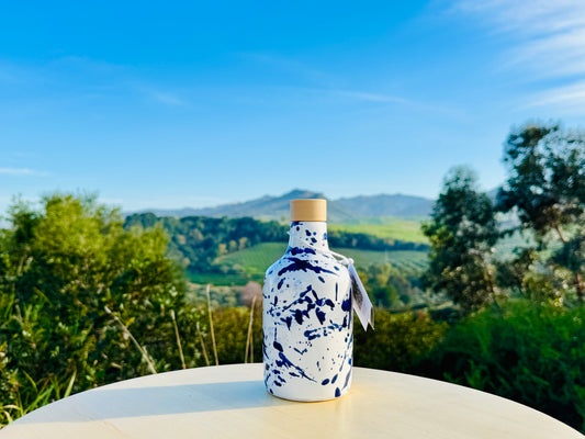 Ceramic bottle oil dispenser oil bottle "Schizzata" 250 ml for olive oil handmade in Italy