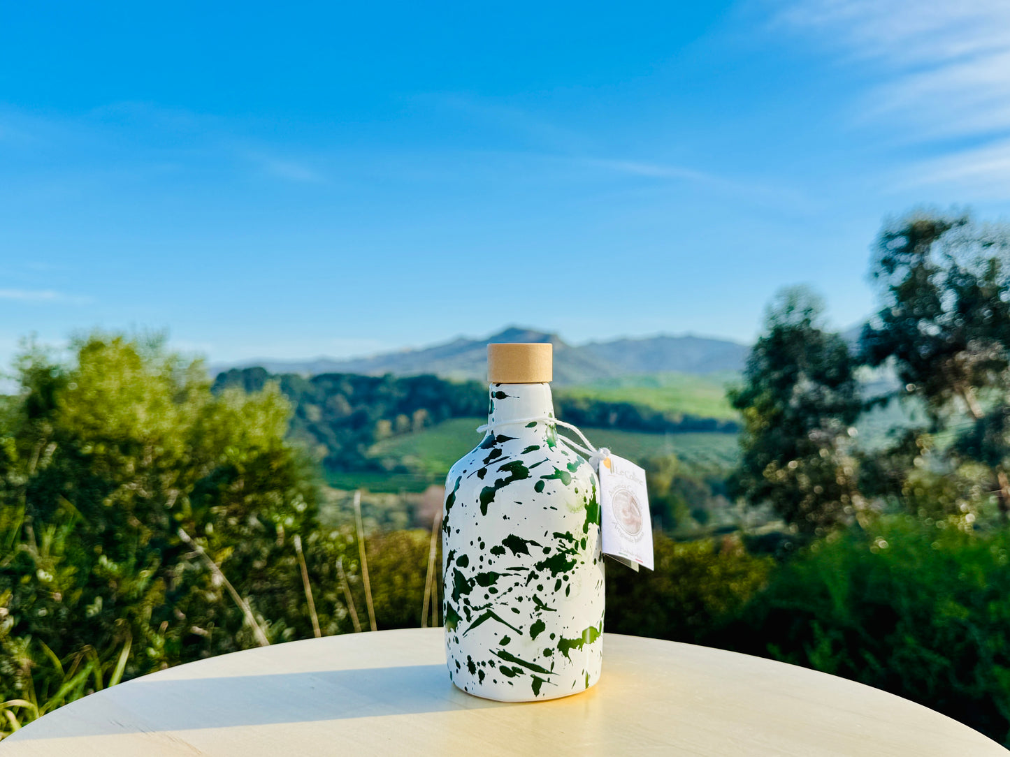 Keramikflasche Ölspender Ölflasche "Schizzata" 250 ml für Olivenöl handgemacht in Italien