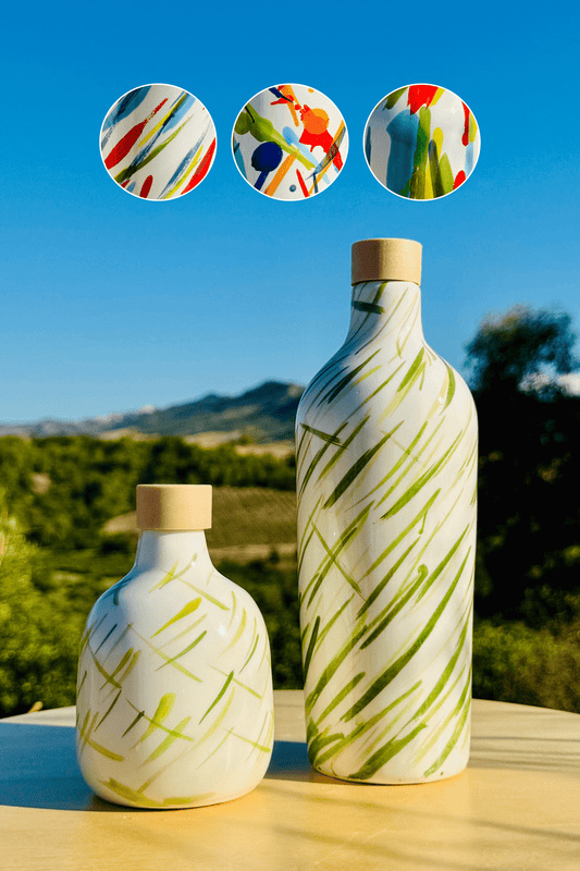 Elegante Keramikflasche Ölspender für Olivenöl handgemacht in Italien