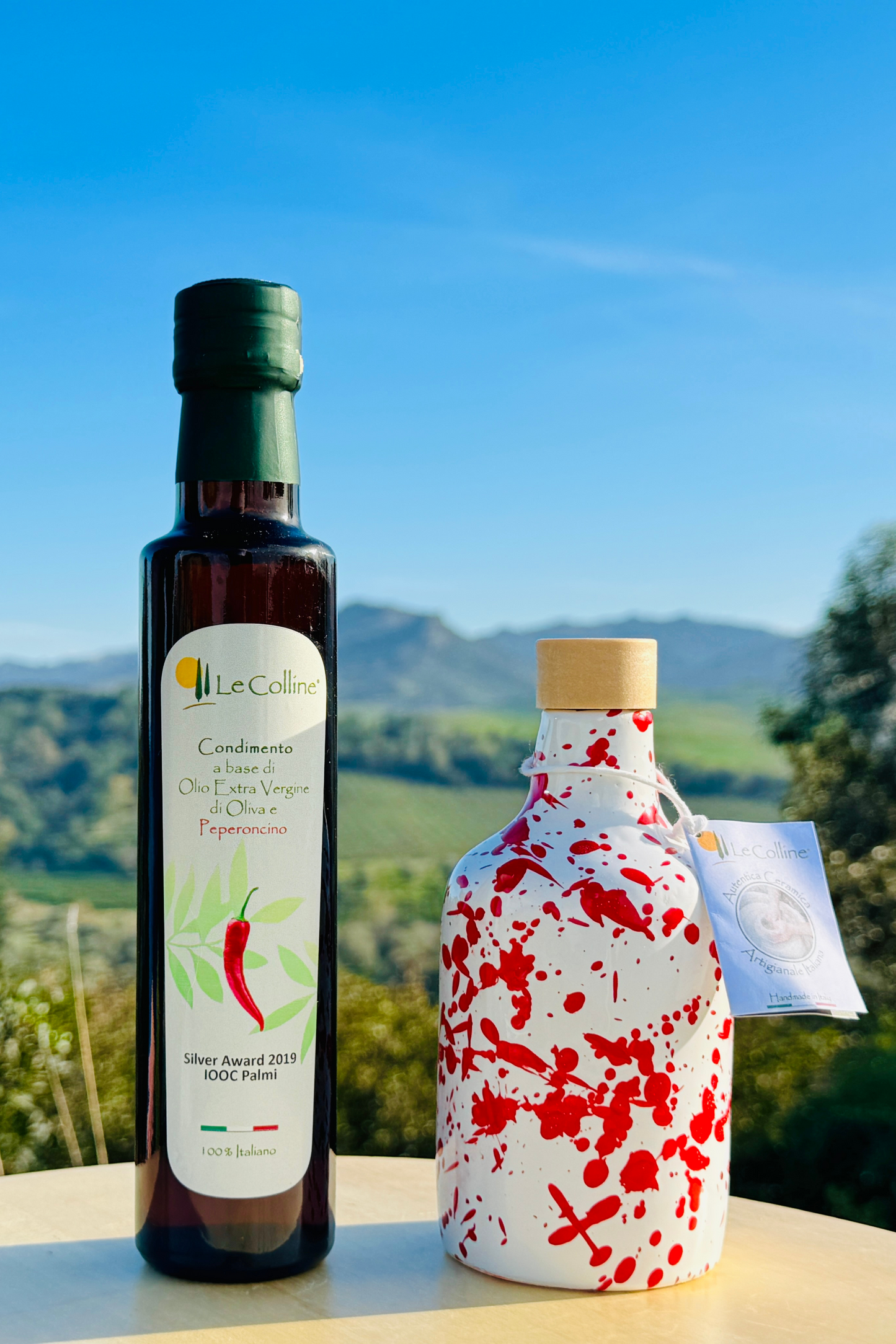 Set chili oil 250ml with ceramic bottle - oil bottle oil dispenser with pourer