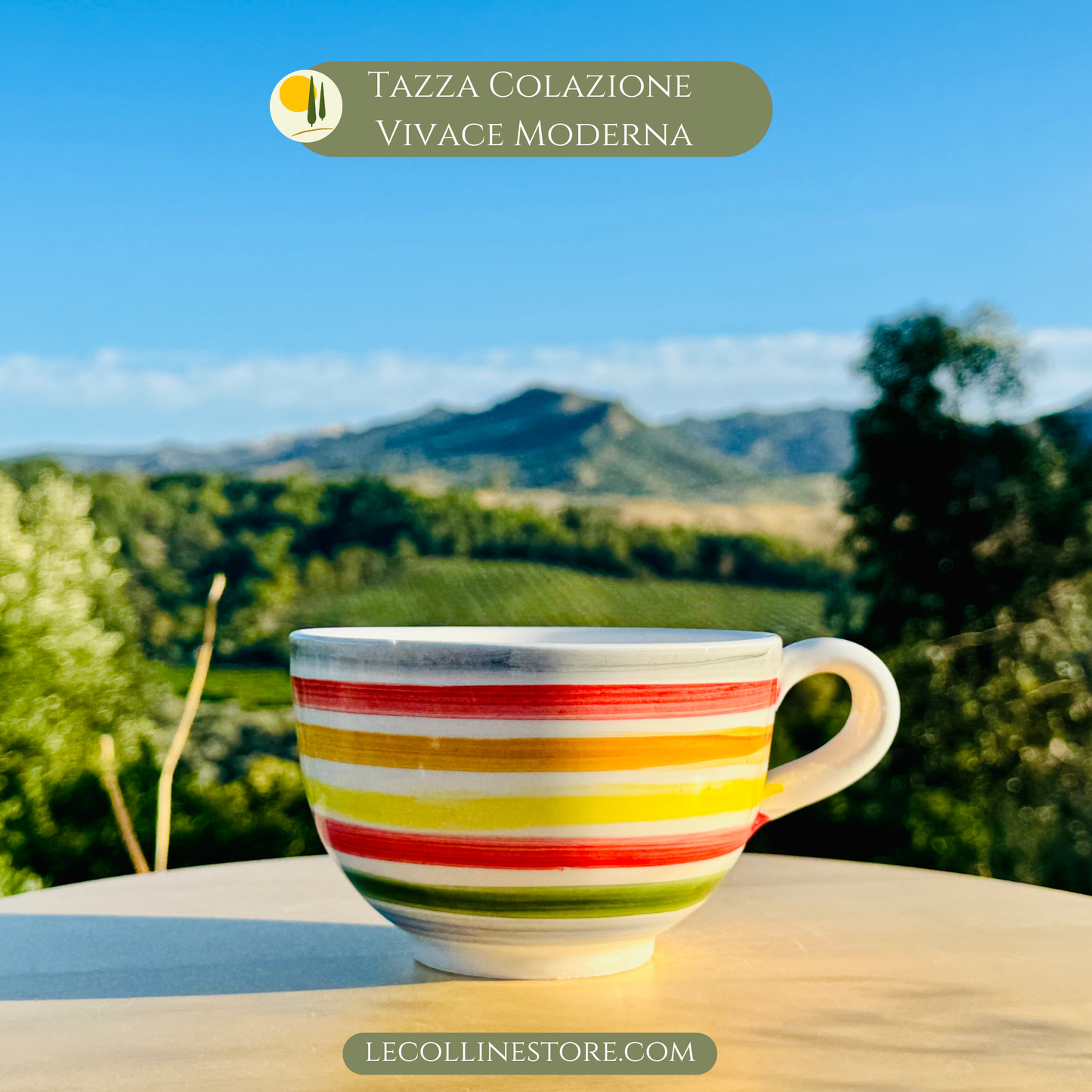 Bunte Keramik Tasse - Milchkaffee Becher - Handgemacht aus Italien - Le Colline