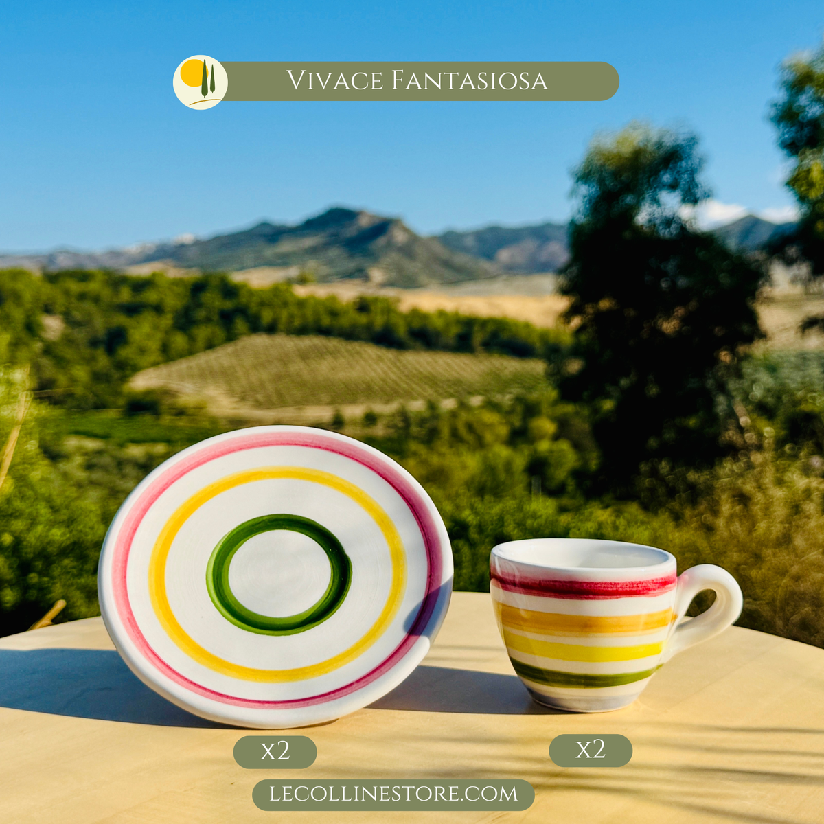 Tazzine da caffè espresso colorate fatte a mano in Italia "Vivace"