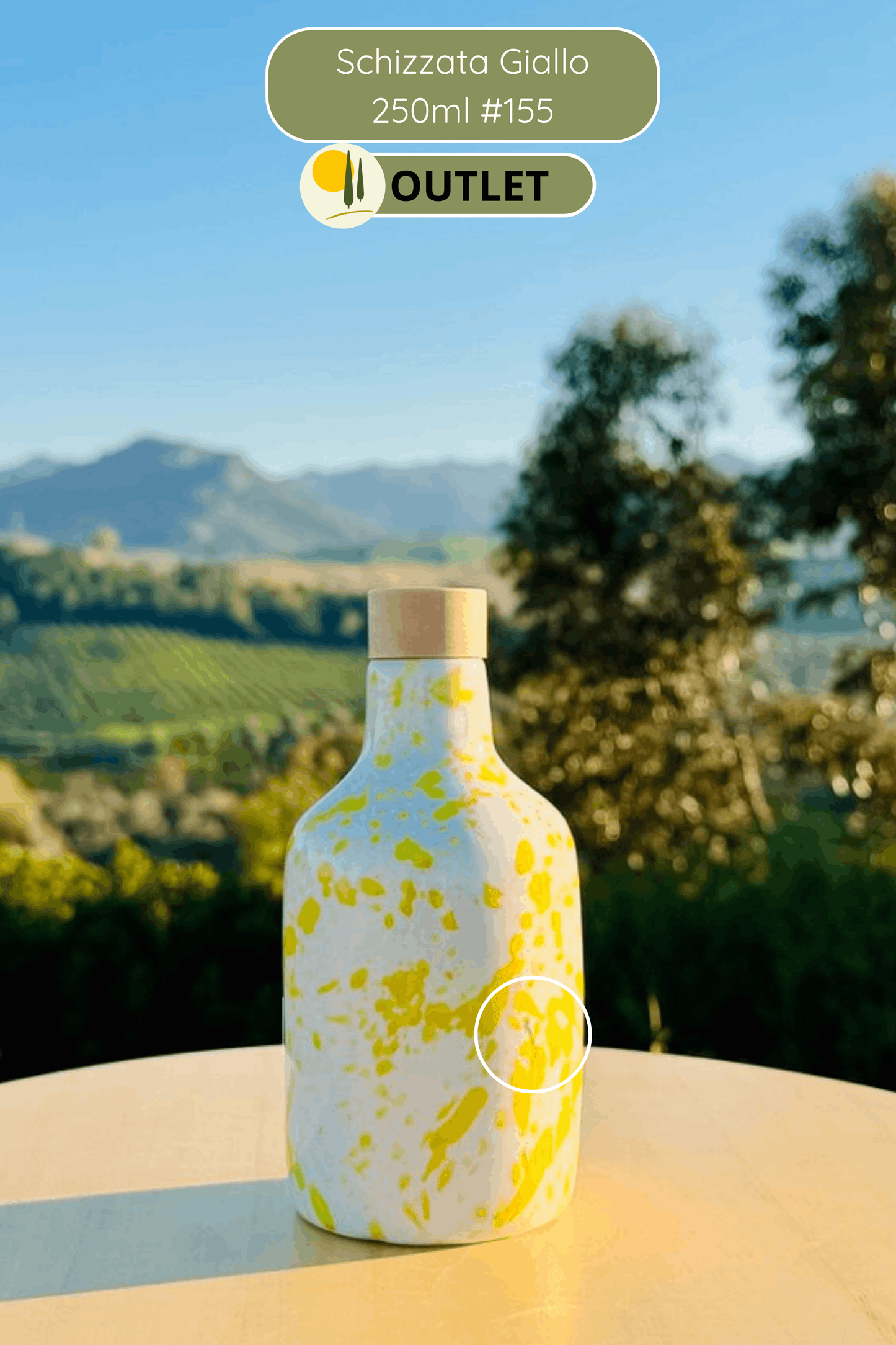 OUTLET B-Ware Keramikflasche Ölspender Ölflasche "Schizzata" 250 ml für Olivenöl handgemacht in Italien