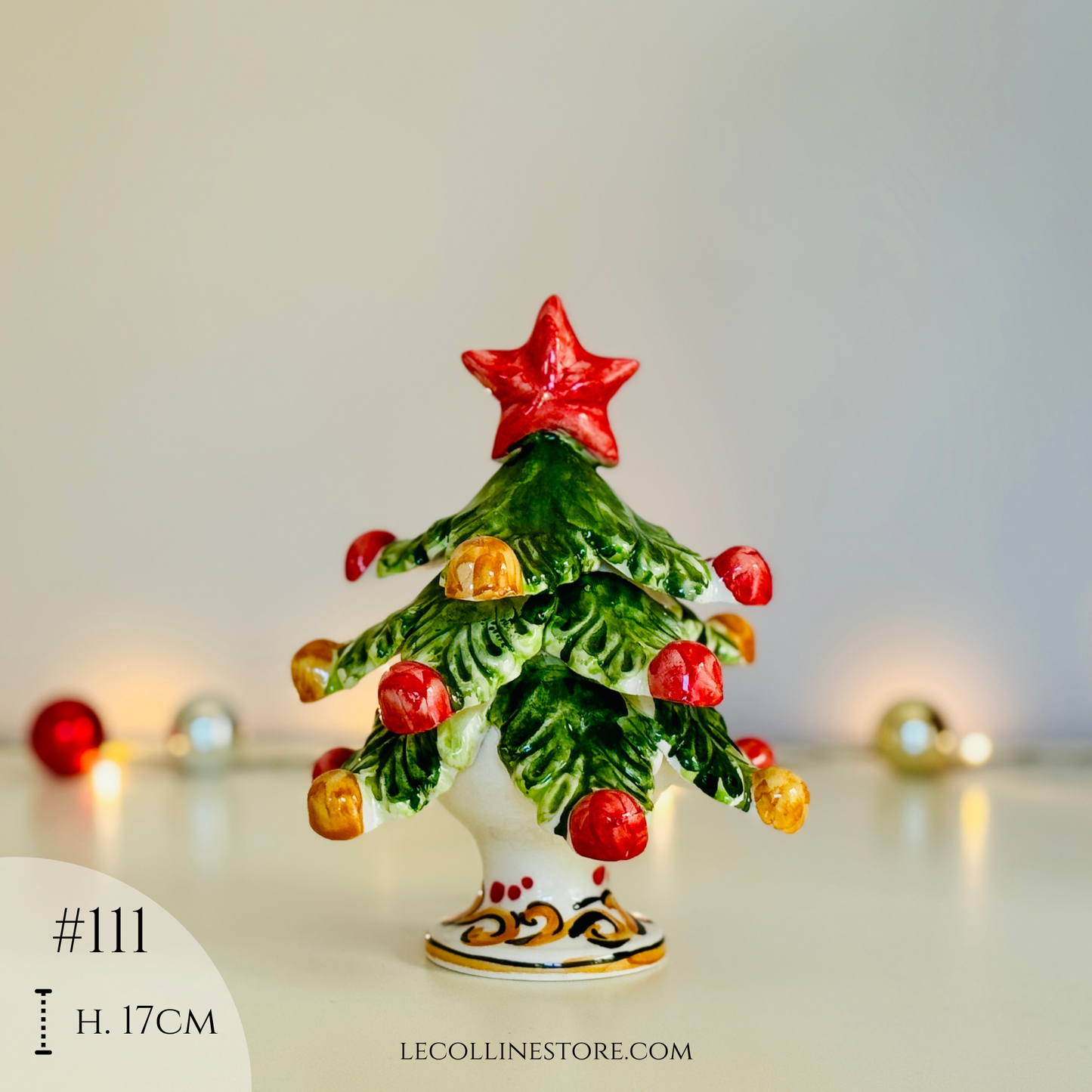 Albero di Natale in ceramica fatto a mano e dipinto a mano, decorazione natalizia