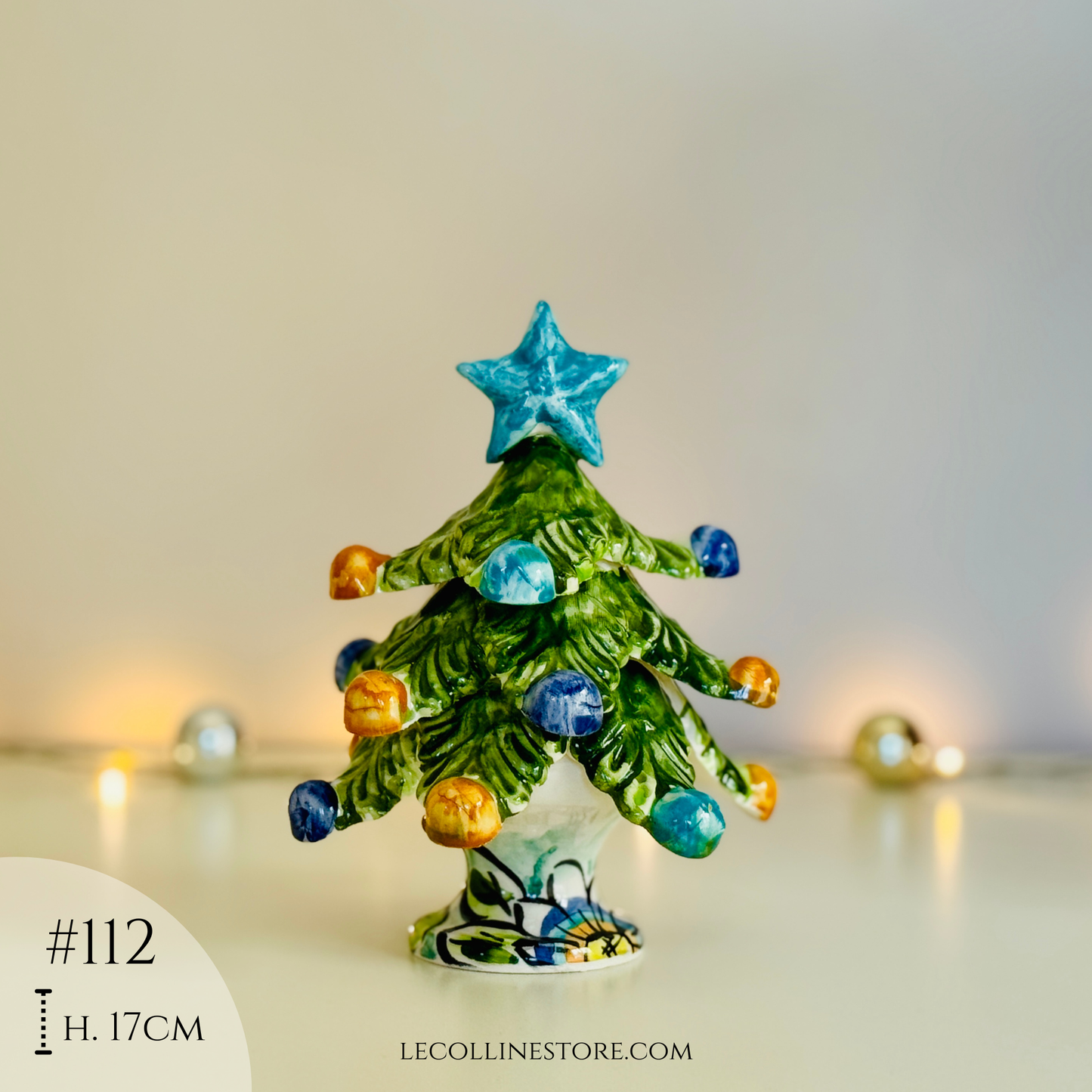 Albero di Natale in ceramica fatto a mano e dipinto a mano, decorazione natalizia