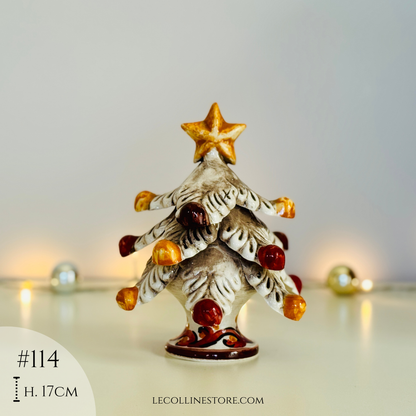 Albero di Natale in ceramica fatto a mano e dipinto a mano, decorazione natalizia