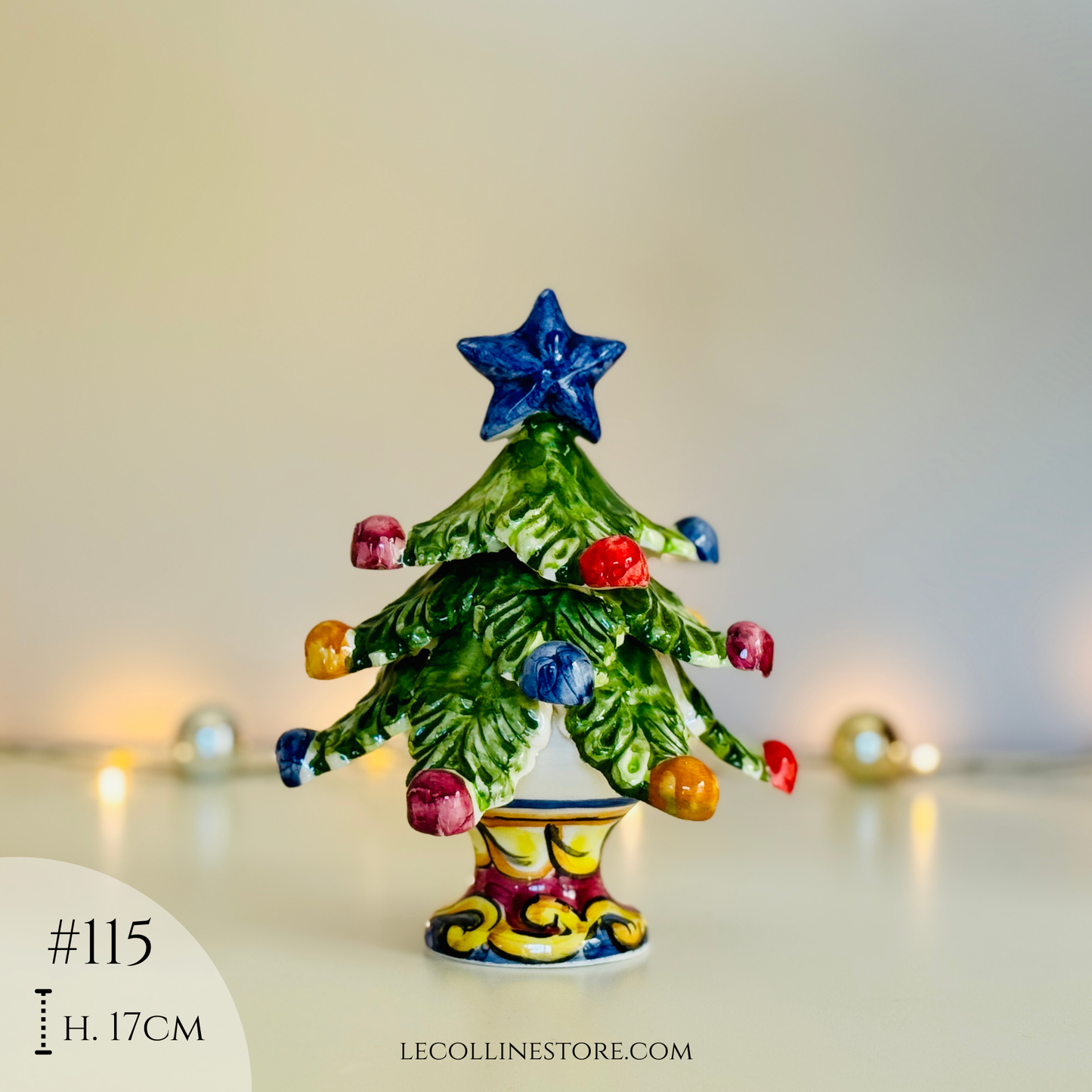 Albero di Natale in ceramica fatto a mano e dipinto a mano, decorazione natalizia