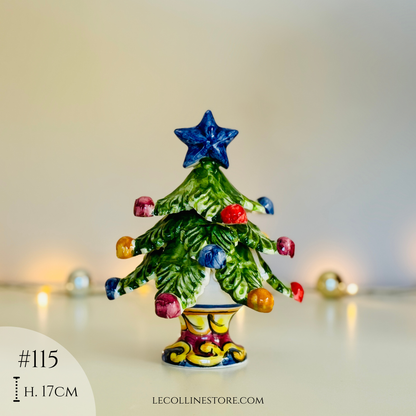 Albero di Natale in ceramica fatto a mano e dipinto a mano, decorazione natalizia