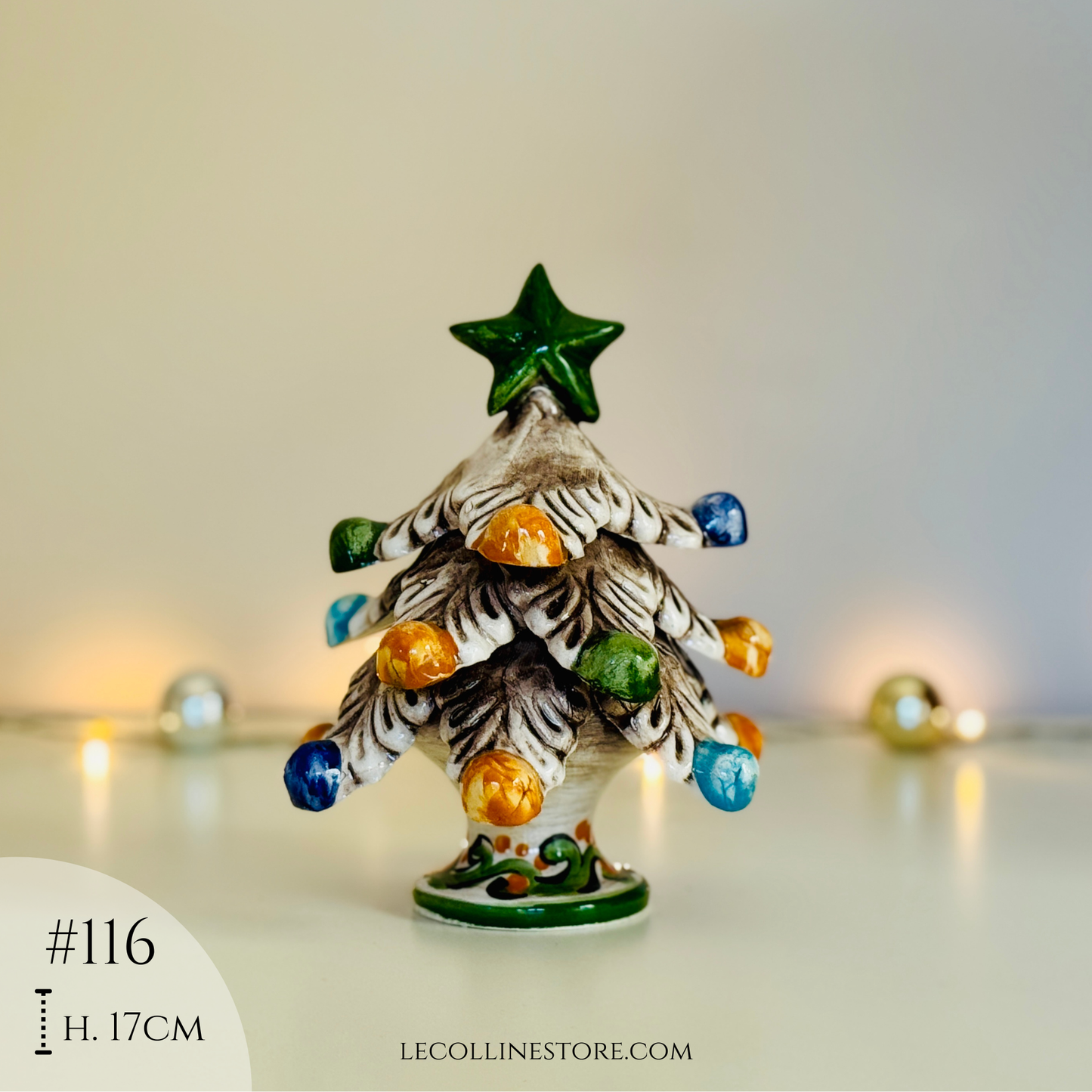 Albero di Natale in ceramica fatto a mano e dipinto a mano, decorazione natalizia