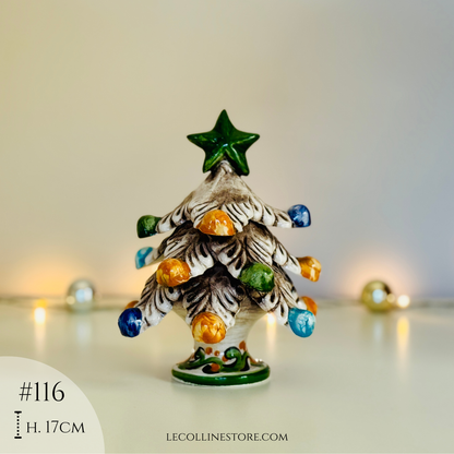 Albero di Natale in ceramica fatto a mano e dipinto a mano, decorazione natalizia