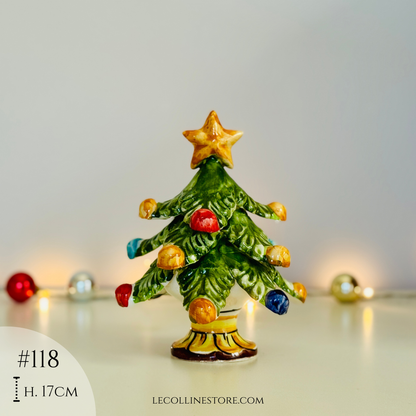 Albero di Natale in ceramica fatto a mano e dipinto a mano, decorazione natalizia