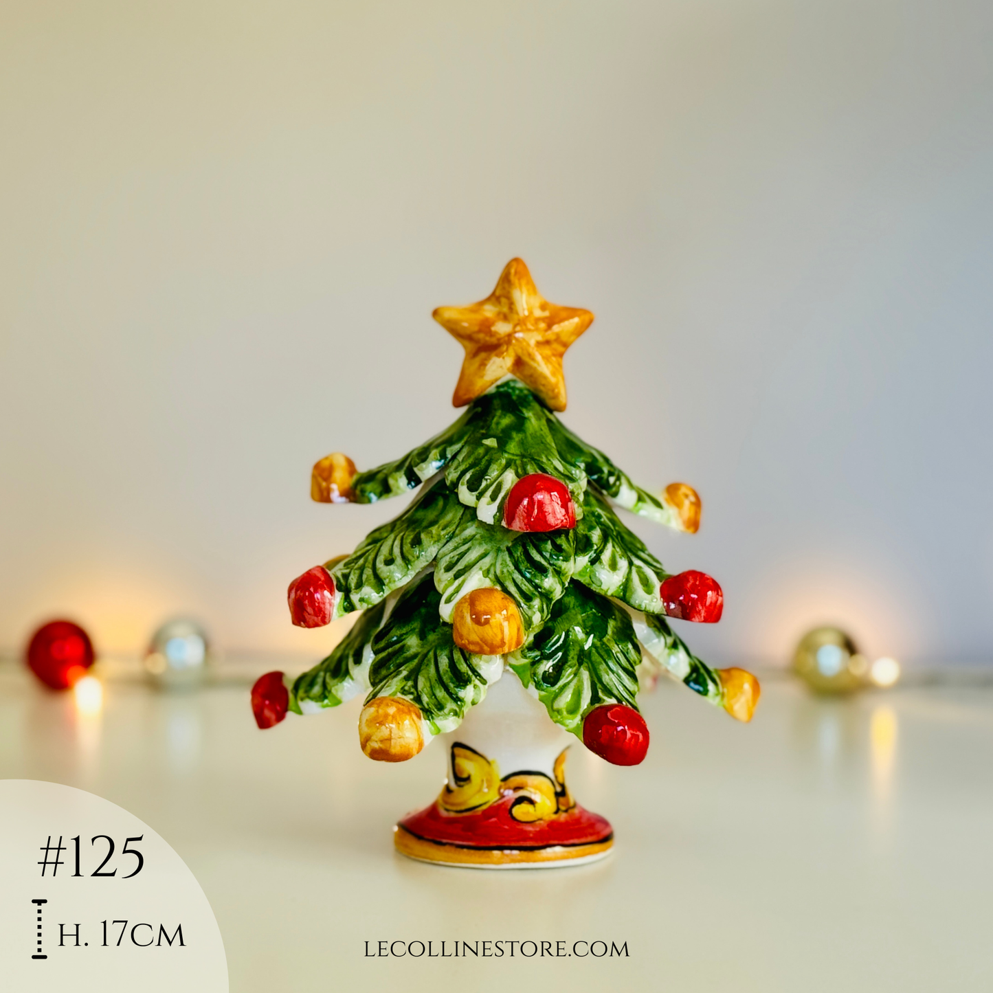 Albero di Natale in ceramica fatto a mano e dipinto a mano, decorazione natalizia