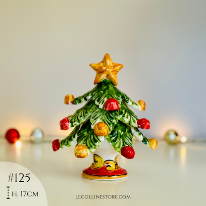 Albero di Natale in ceramica fatto a mano e dipinto a mano, decorazione natalizia