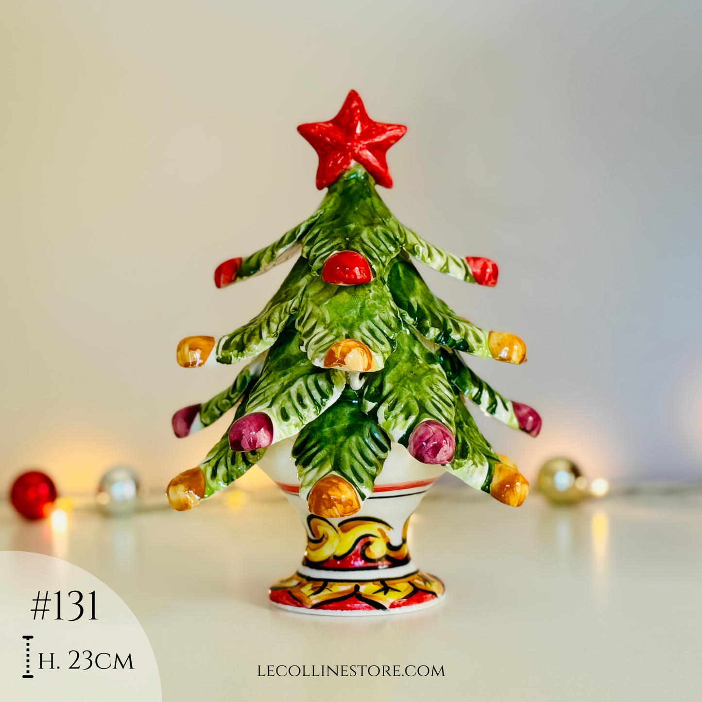 Albero di Natale in ceramica fatto a mano e dipinto a mano, decorazione natalizia