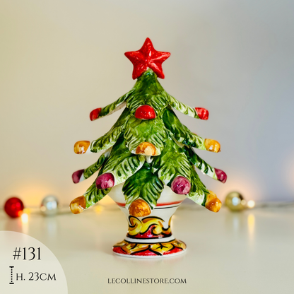 Albero di Natale in ceramica fatto a mano e dipinto a mano, decorazione natalizia