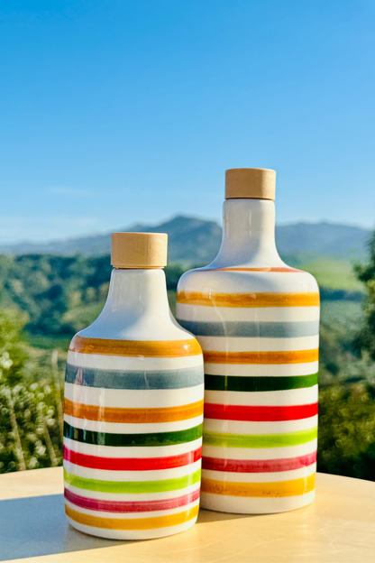 Bunte Keramikflasche Ölspender "Vivace" für Olivenöl handgemacht in Italien