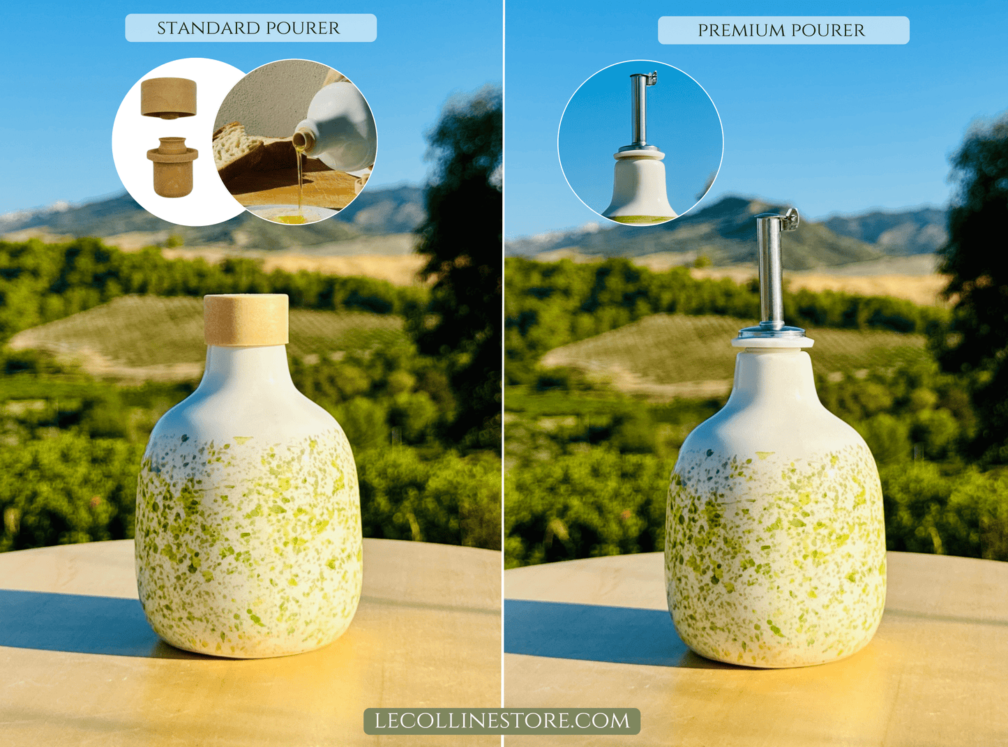 Bunte Keramikflasche Ölspender für Olivenöl handgemacht in Italien 200ml