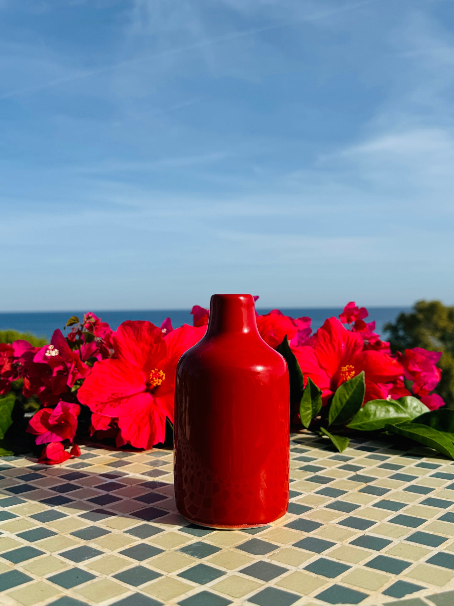 Keramikflasche "Linea Unica" für Olivenöl handgemacht in Italien