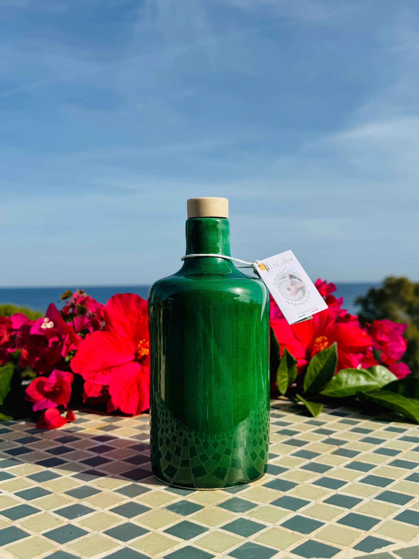 Ceramic bottle "Linea Unica" for olive oil handmade in Italy