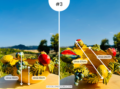 Obstschale mit Früchten - Keramik-Tischdeko - Handgefertigt und Handbemalt aus Italien