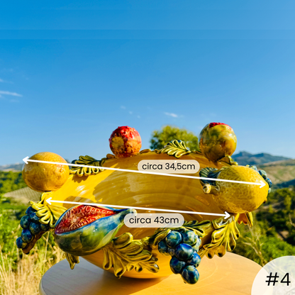 Obstschale mit Früchten - Keramik-Tischdeko - Handgefertigt und Handbemalt aus Italien