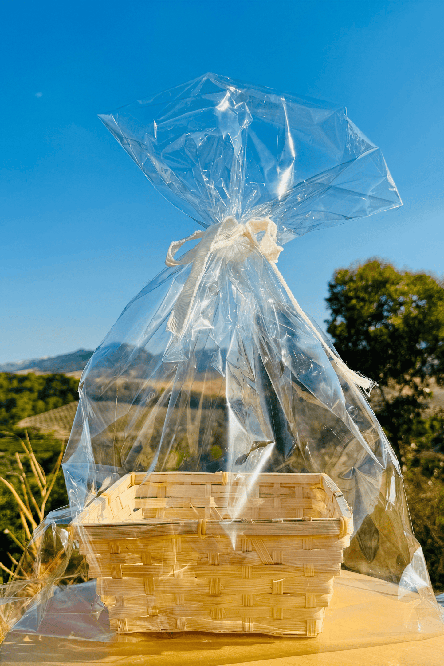 Geschenkkorb mit Folie & Band zum Selbstgestalten - Geschenkverpackung