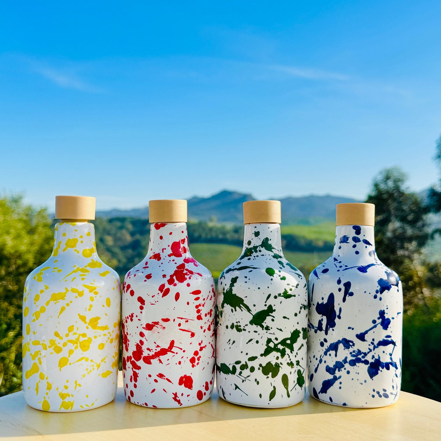Keramikflasche Ölspender Ölflasche "Schizzata" 250 ml für Olivenöl handgemacht in Italien