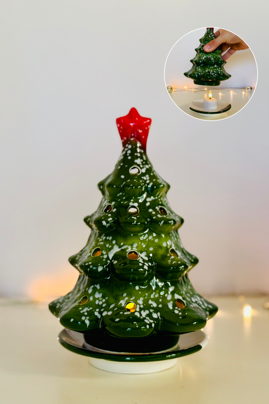 Weihnachtlicher Teelichthalter Weihnachtsdeko aus Keramik handgemacht