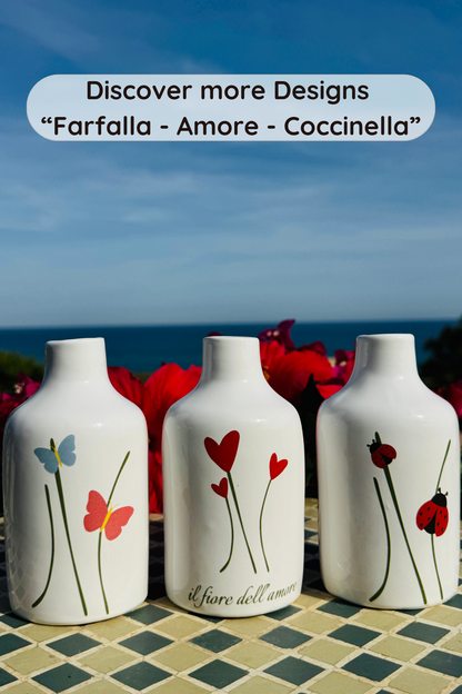 Elegant ceramic carafe Limited Edition handmade in Italy "Bombata Sole &amp; Mare"