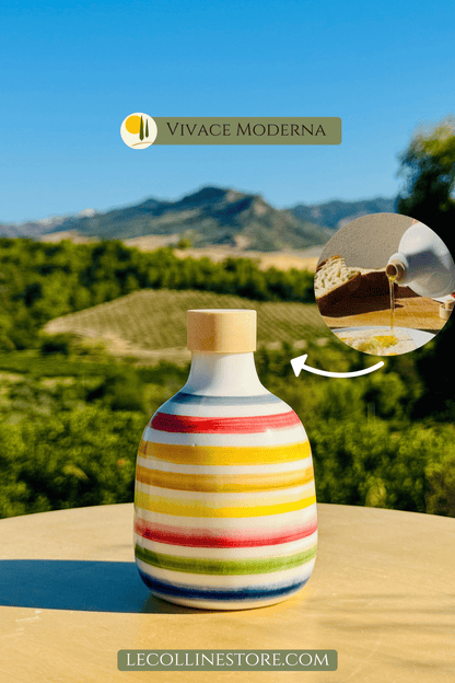 Colorful ceramic bottle oil dispenser for olive oil handmade in Italy