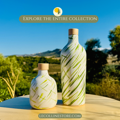Keramikflasche Ölspender für Olivenöl handgemacht in Italien 250ml Adagio Verde