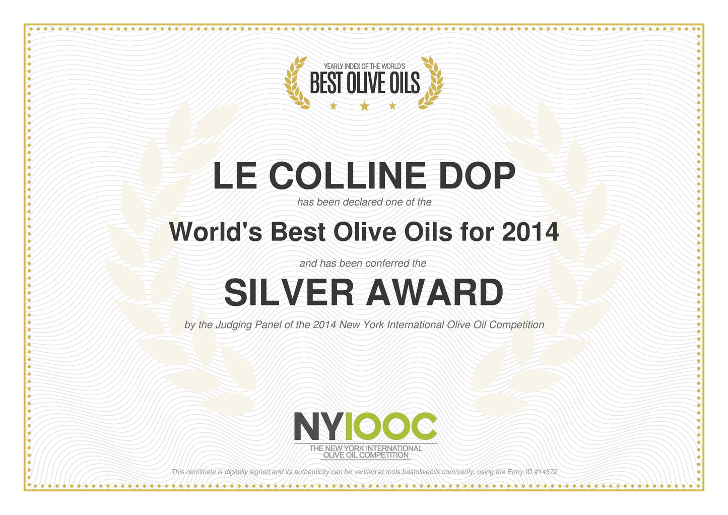NativeLe Colline Natives Olivenöl Extra DOP Silber Auszeichnung 2014