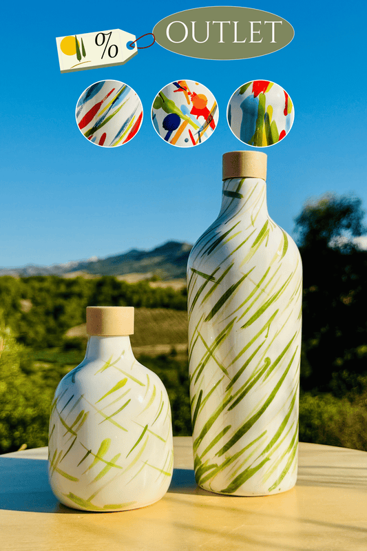OUTLET - Elegante Keramikflasche Ölspender für Olivenöl handgemacht in Italien