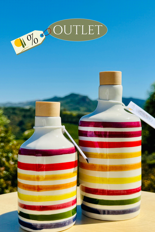 Colorful ceramic bottle oil dispenser "Vivace" for olive oil handmade in Italy